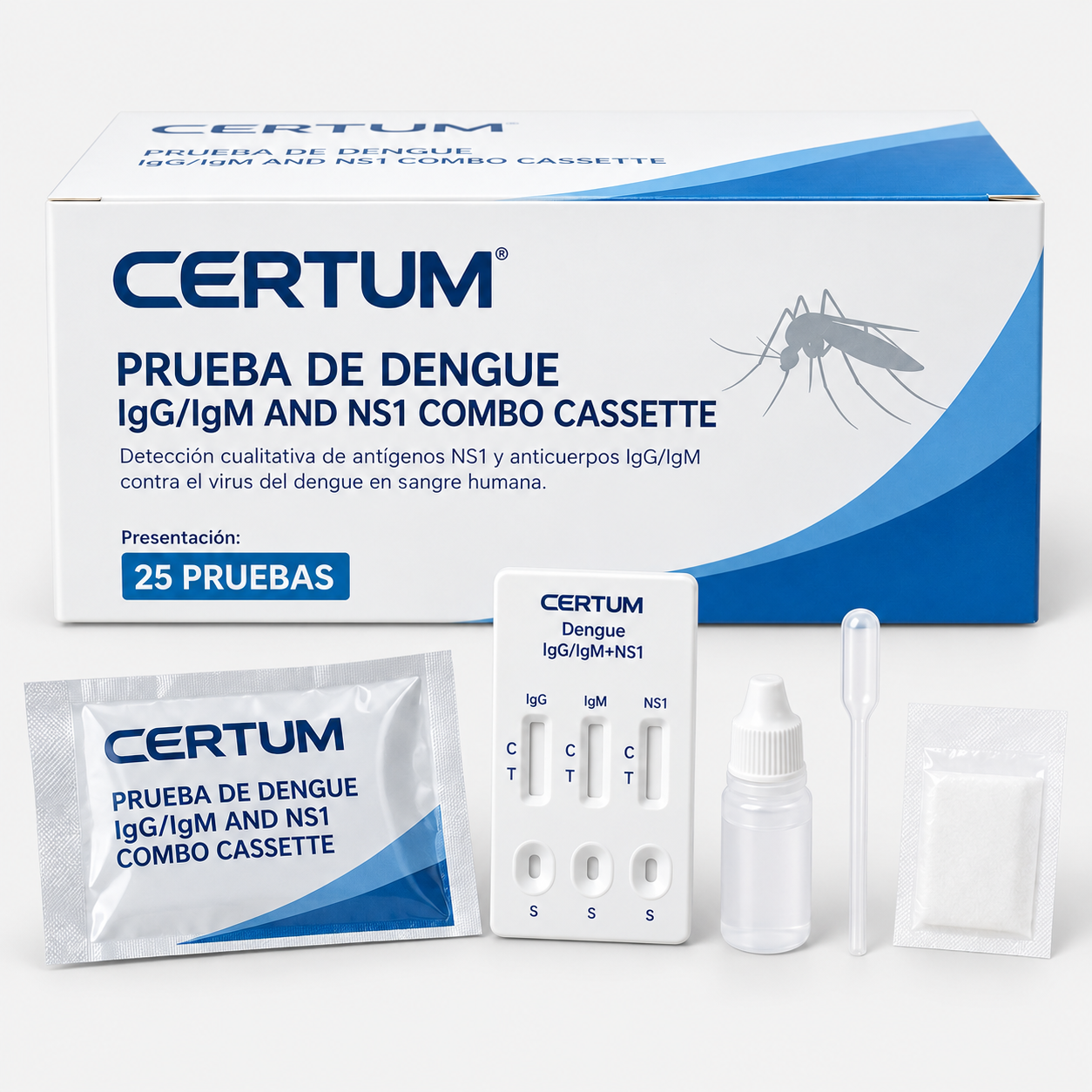Prueba de dengue IgG/IgM and NS1 combo cassette