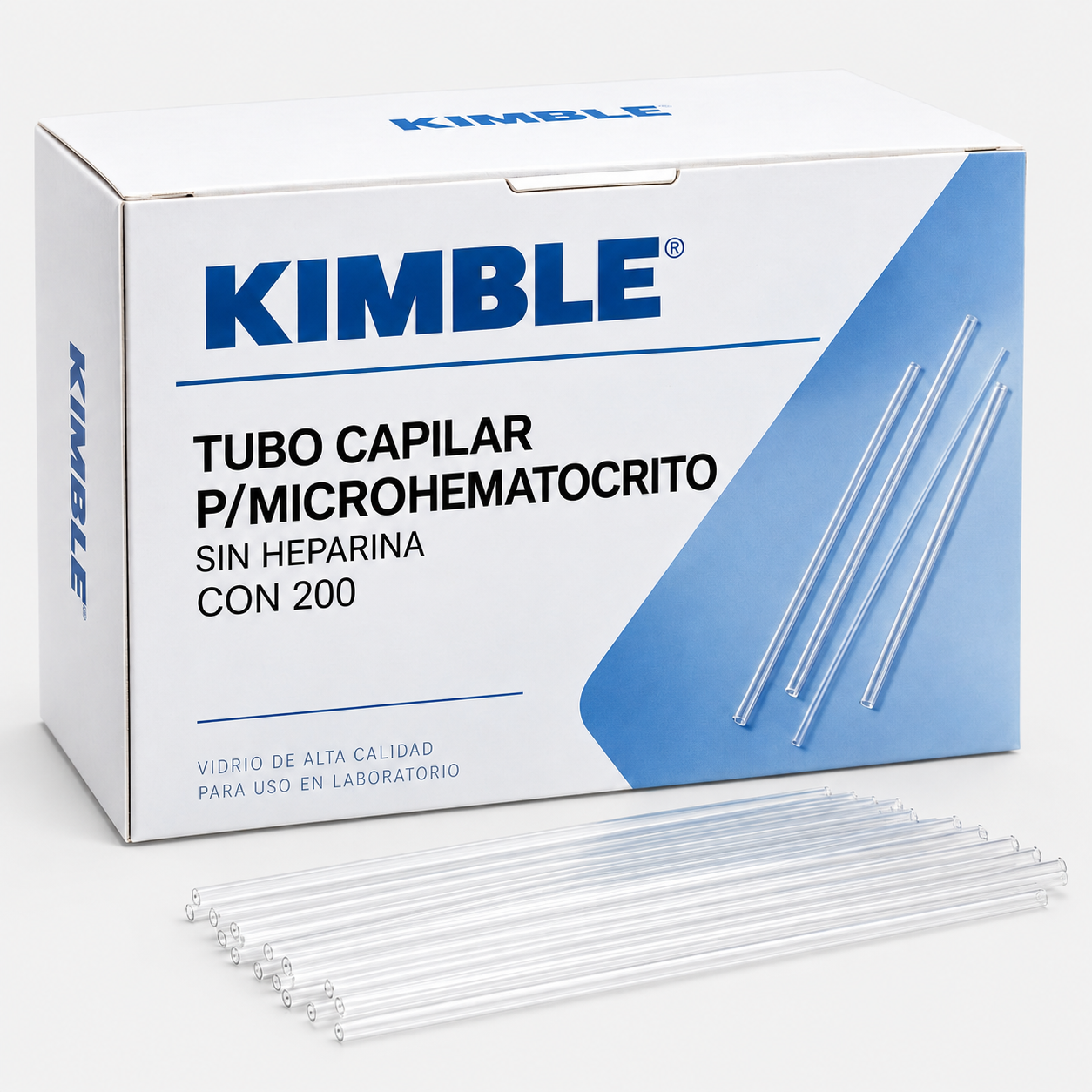 Tubo capilar para microhematocrito sin heparina con 200