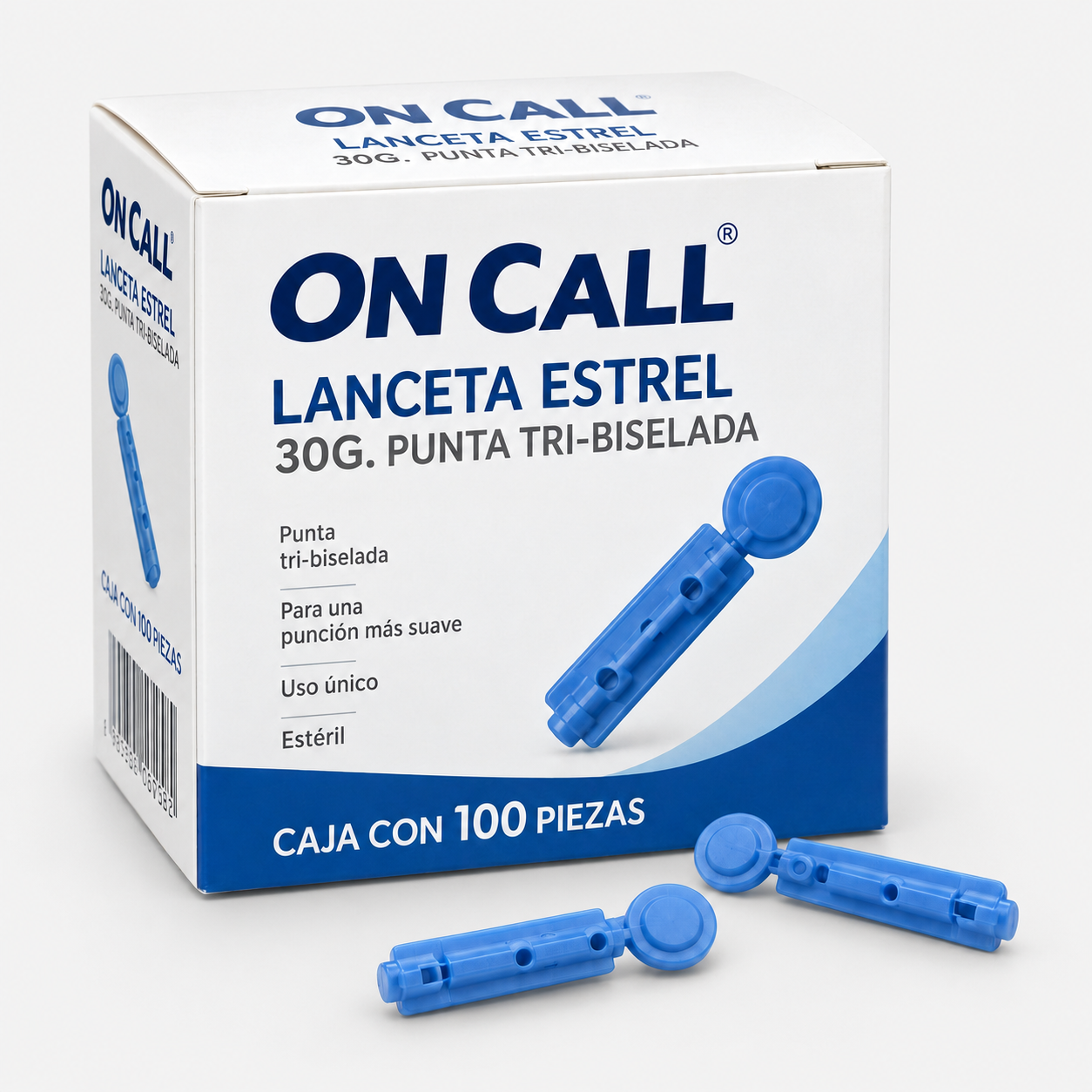 Lanceta estéril 30 g punta tri-biselada
