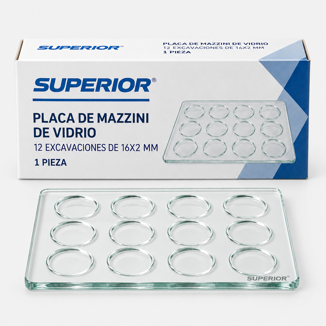 Placa de Mazzini de vidrio 12 excavaciones