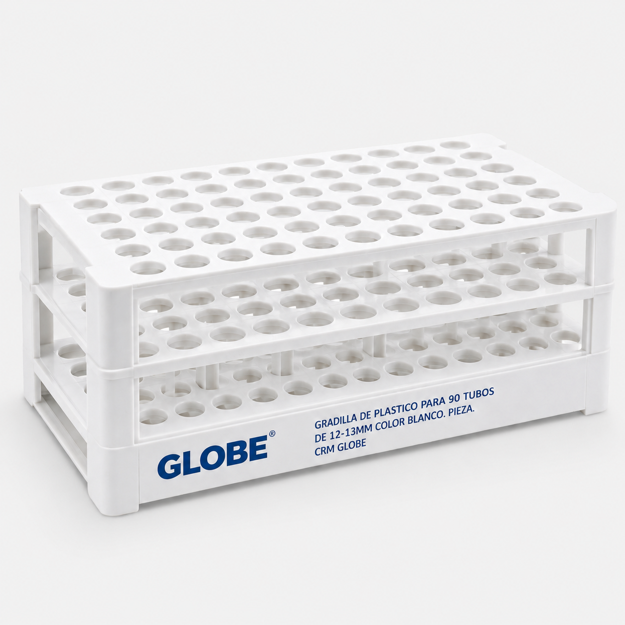 Gradilla de plástico para 90 tubos de 12–13 mm color blanco pieza CRM