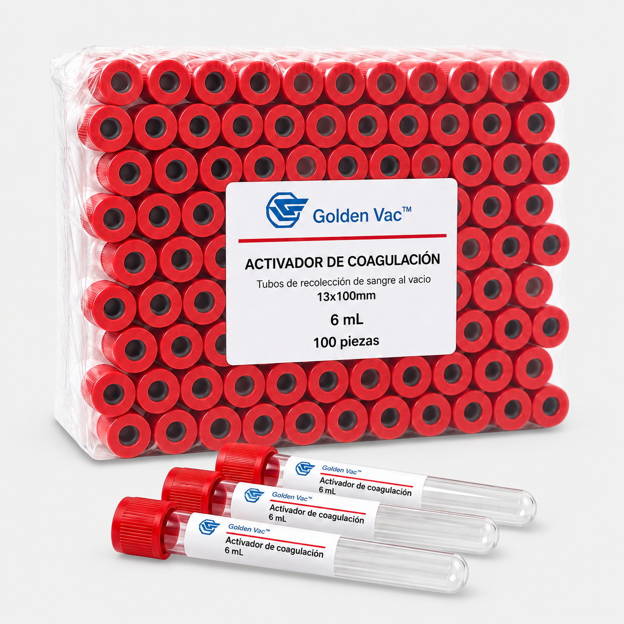 Tubo Vacutainer tapón rojo con activador de coagulación
