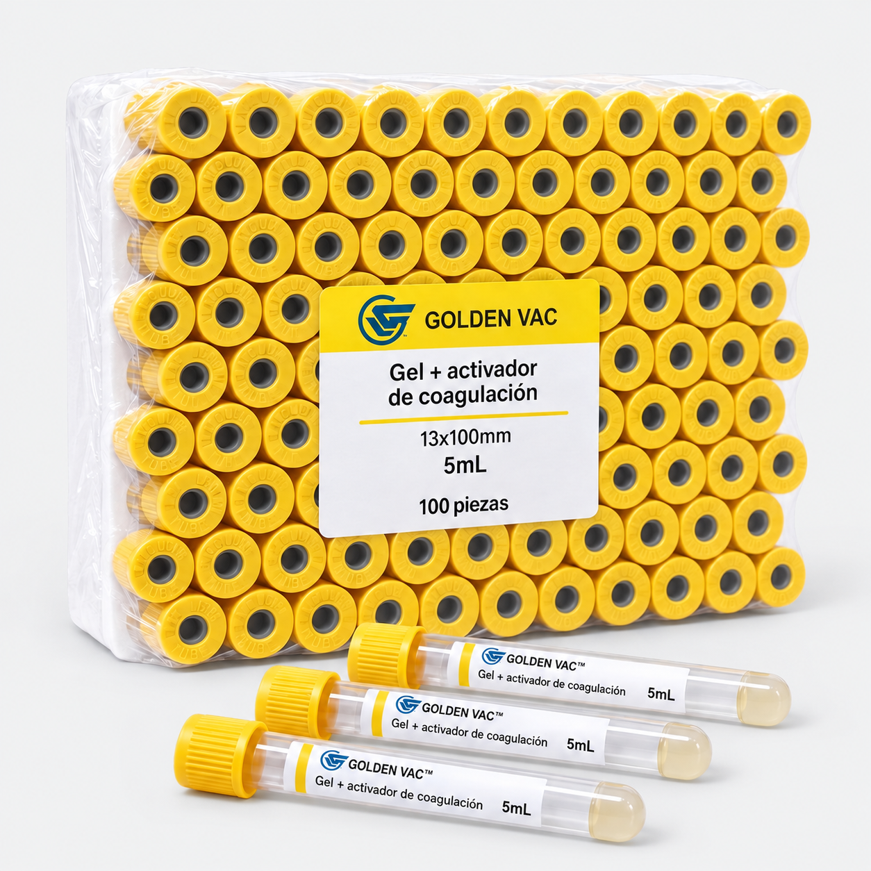 Tubo Vacutainer tapón amarillo con gel y activador de coagulación