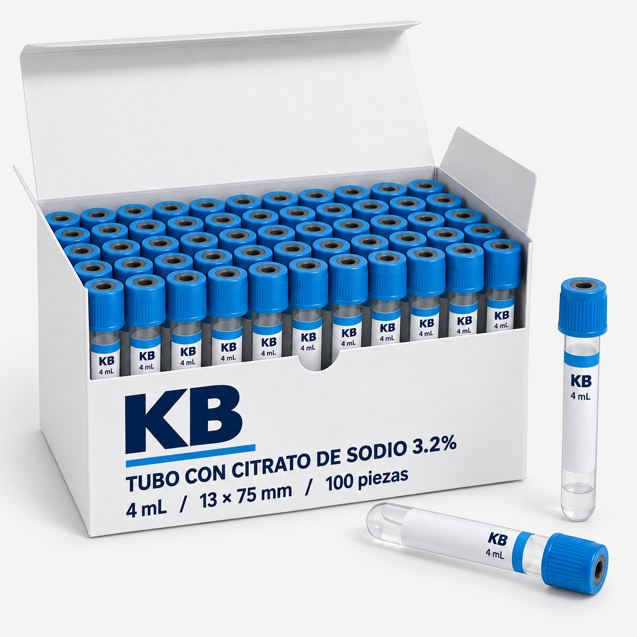 Tubo tapón azul con citrato de sodio 3.2%